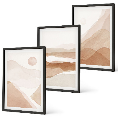 Wall art set Abstract brown landscapes