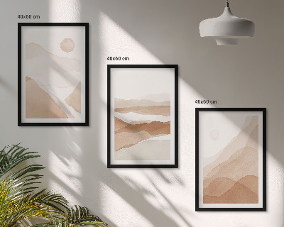 Wall art set Abstract brown landscapes