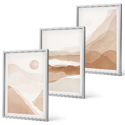 Wall art set Abstract brown landscapes