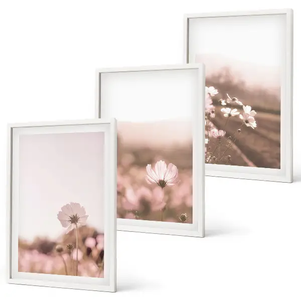 Three-piece wildflower meadow landscape wall art summer scenery print set