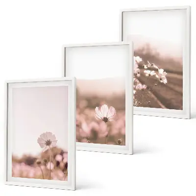 Three-piece wildflower meadow landscape wall art summer scenery print set