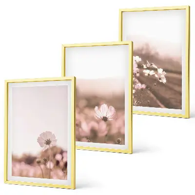 Three-piece wildflower meadow landscape wall art summer scenery print set