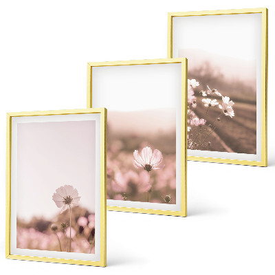 Three-piece wall art piece Wildflowers meadows summer landscapes