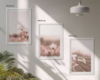 Three-piece wall art piece Wildflowers meadows summer landscapes