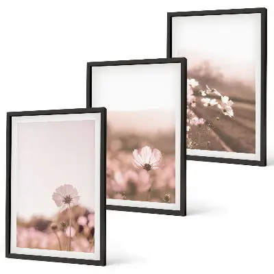 Three-piece wildflower meadow landscape wall art summer scenery print set