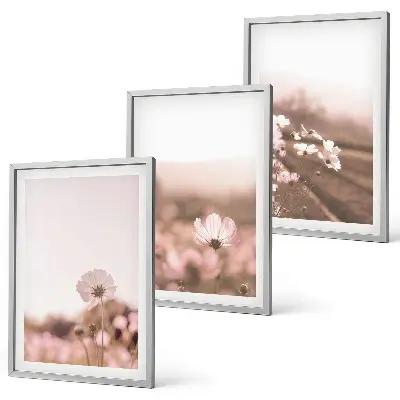 Three-piece wildflower meadow landscape wall art summer scenery print set