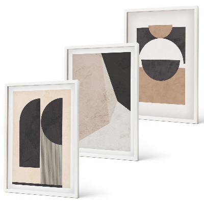 Wall art set Abstract shapes beige brown