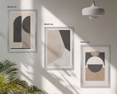 Wall art set Abstract shapes beige brown