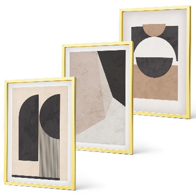 Wall art set Abstract shapes beige brown