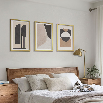 Wall art set Abstract shapes beige brown