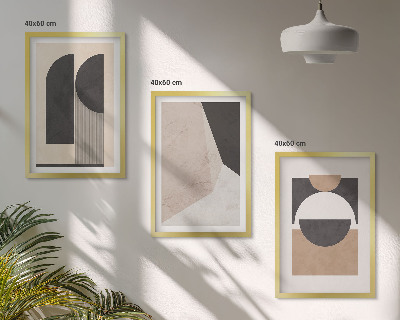 Wall art set Abstract shapes beige brown