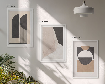Wall art set Abstract shapes beige brown
