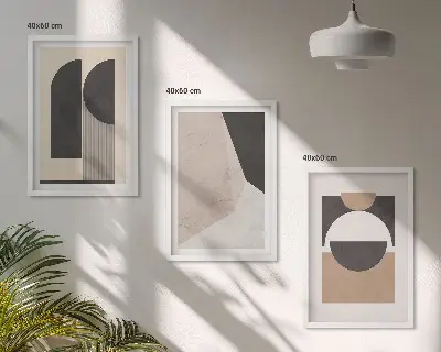 Wall art set abstract shapes in beige and brown