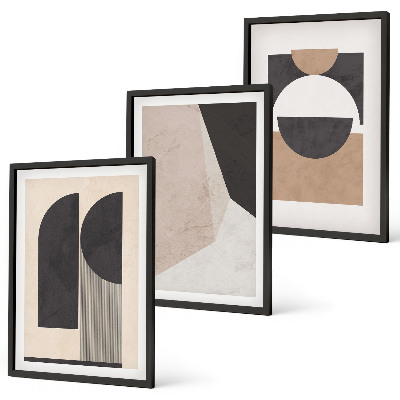 Wall art set Abstract shapes beige brown