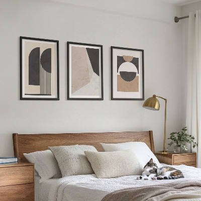 Wall art set Abstract shapes beige brown
