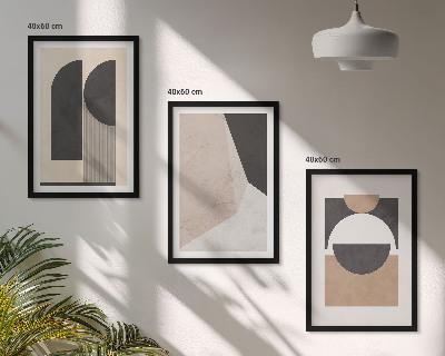 Wall art set Abstract shapes beige brown