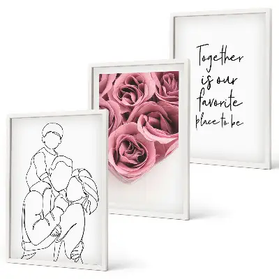 Family line art rose bouquets wall art three-piece set