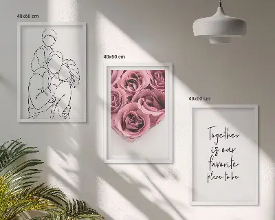 Family line art rose bouquets wall art three-piece set