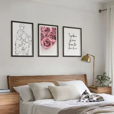 Family line art rose bouquets wall art three-piece set