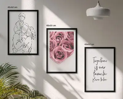 Family line art rose bouquets wall art three-piece set