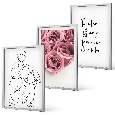 Family line art rose bouquets wall art three-piece set