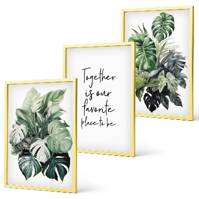 Wall art set Green leaves of tropical plants