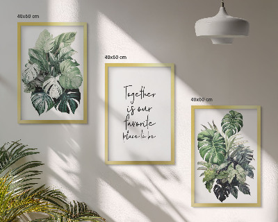 Wall art set Green leaves of tropical plants