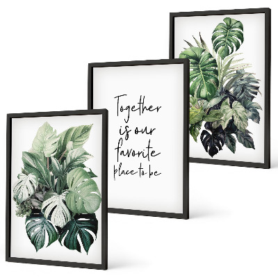 Wall art set Green leaves of tropical plants