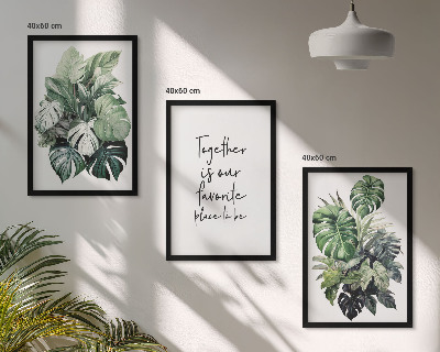 Wall art set Green leaves of tropical plants