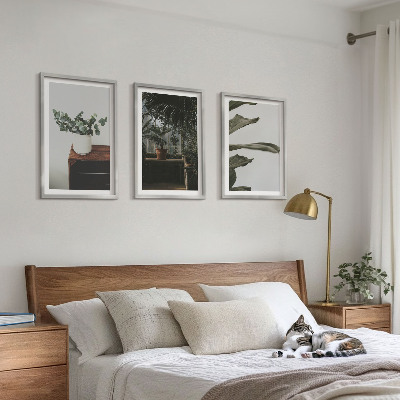 Three-piece wall art piece Rustic potted plants