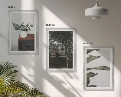 Rustic potted plants three-piece wall art set
