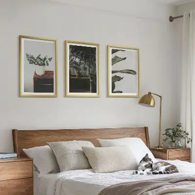 Rustic potted plants three-piece wall art set