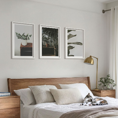 Three-piece wall art piece Rustic potted plants