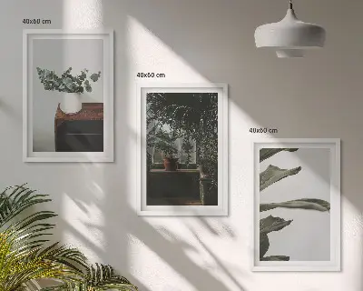 Rustic potted plants three-piece wall art set