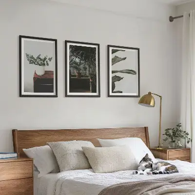 Rustic potted plants three-piece wall art set