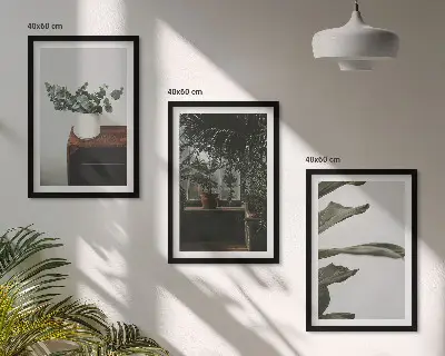 Rustic potted plants three-piece wall art set