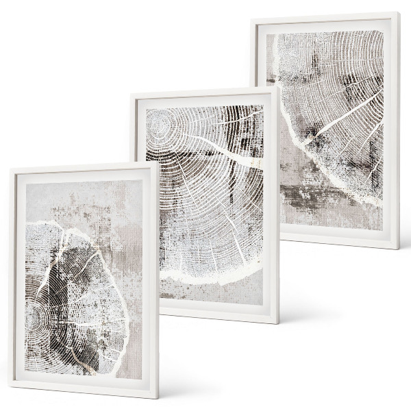 Wall art set Gray wood grain patterns