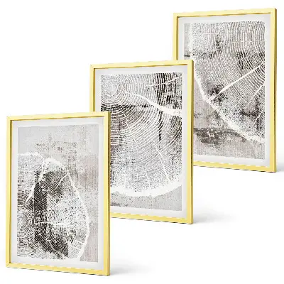 Wall art set with gray wood grain patterns