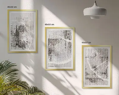 Wall art set with gray wood grain patterns
