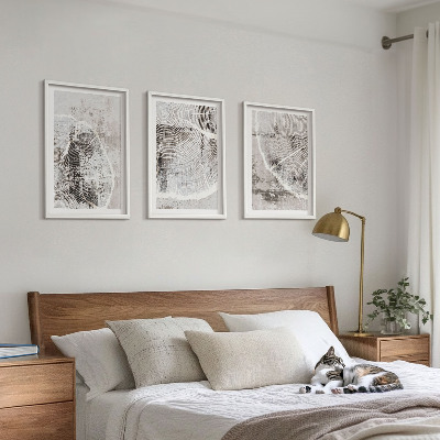 Wall art set Gray wood grain patterns