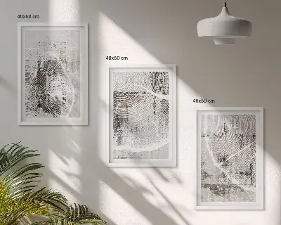 Wall art set with gray wood grain patterns