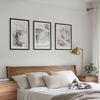 Wall art set Gray wood grain patterns
