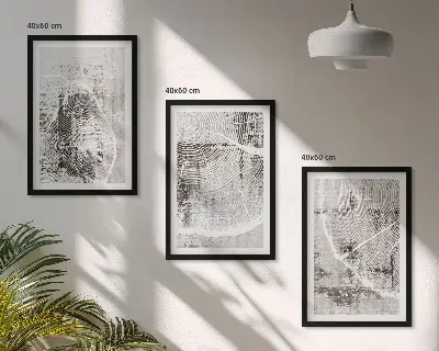 Wall art set with gray wood grain patterns