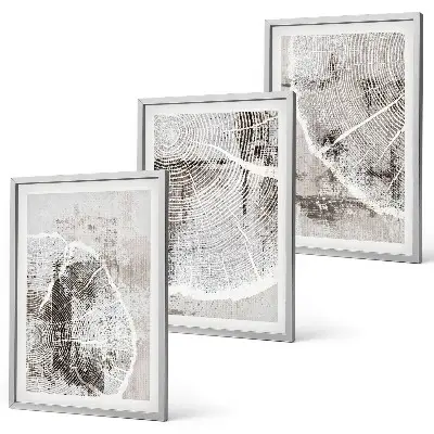 Wall art set with gray wood grain patterns