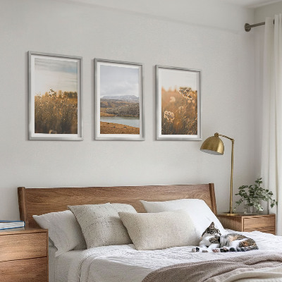 Three-piece wall art piece Landscapes meadows mountains lake