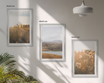 Three-piece wall art piece Landscapes meadows mountains lake