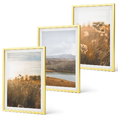 Three-piece wall art piece Landscapes meadows mountains lake