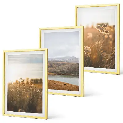 Three-piece wall art set landscapes of meadows, mountains, and a lake