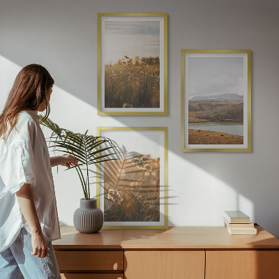 Three-piece wall art piece Landscapes meadows mountains lake
