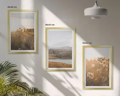 Three-piece wall art set landscapes of meadows, mountains, and a lake
